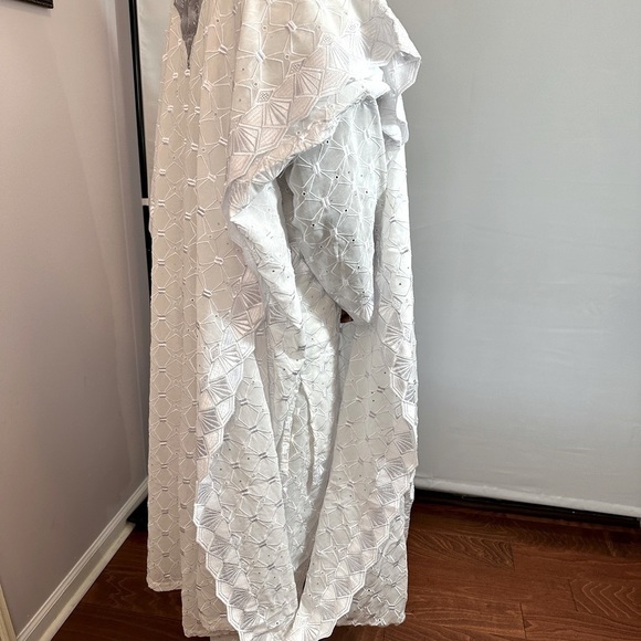 African Mens Clothing Lace Material Embroidered 3 Pcs Agbada Shirt Pants Dashiki - Picture 11 of 16